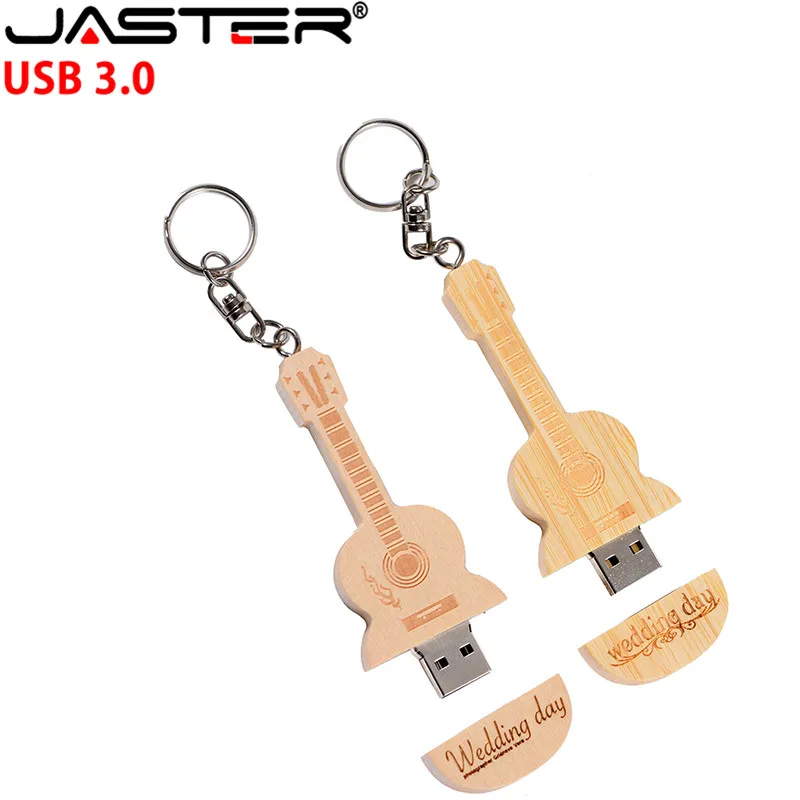 JASTER USB 3,0 креативная деревянная гитара и коробка 4 ГБ 8 ГБ 16 ГБ 32 ГБ 64 ГБ USB флеш-накопитель карта памяти палочка для создания логотипа индивидуальные подарки