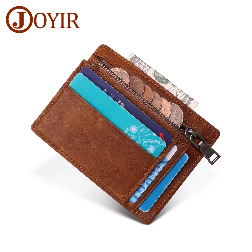 

JOYIR Genuine Leather Card Holder Wallet RFID Credit ID Card Holder With Coin Pocket Purse Money Case for Men Small Wallet