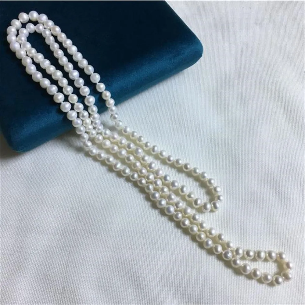 YKNRBPH женское длинное жемчужное белое ожерелье Многополосная Классическая Свадебная жемчужная цепочка