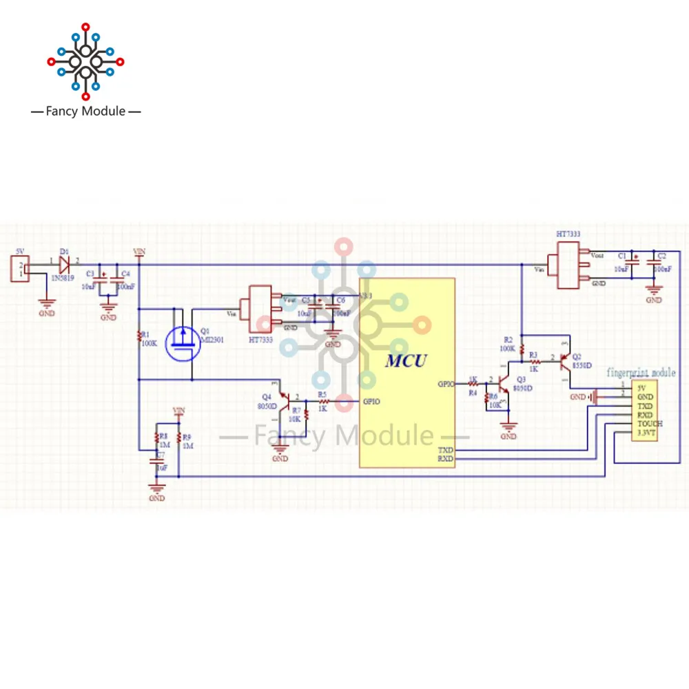 Diymore R301T емкость датчик идентификации отпечатков пальцев Модуль с проводом DC 4,2-6 V