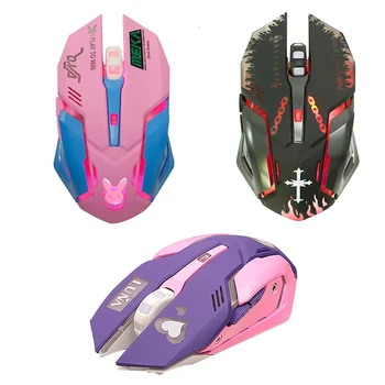 

USB Wireless Gaming Mouse Durable Professional Mouse 2400 DPI Colorful Backlit Silent Mouse for LoL PUBG Laptop+