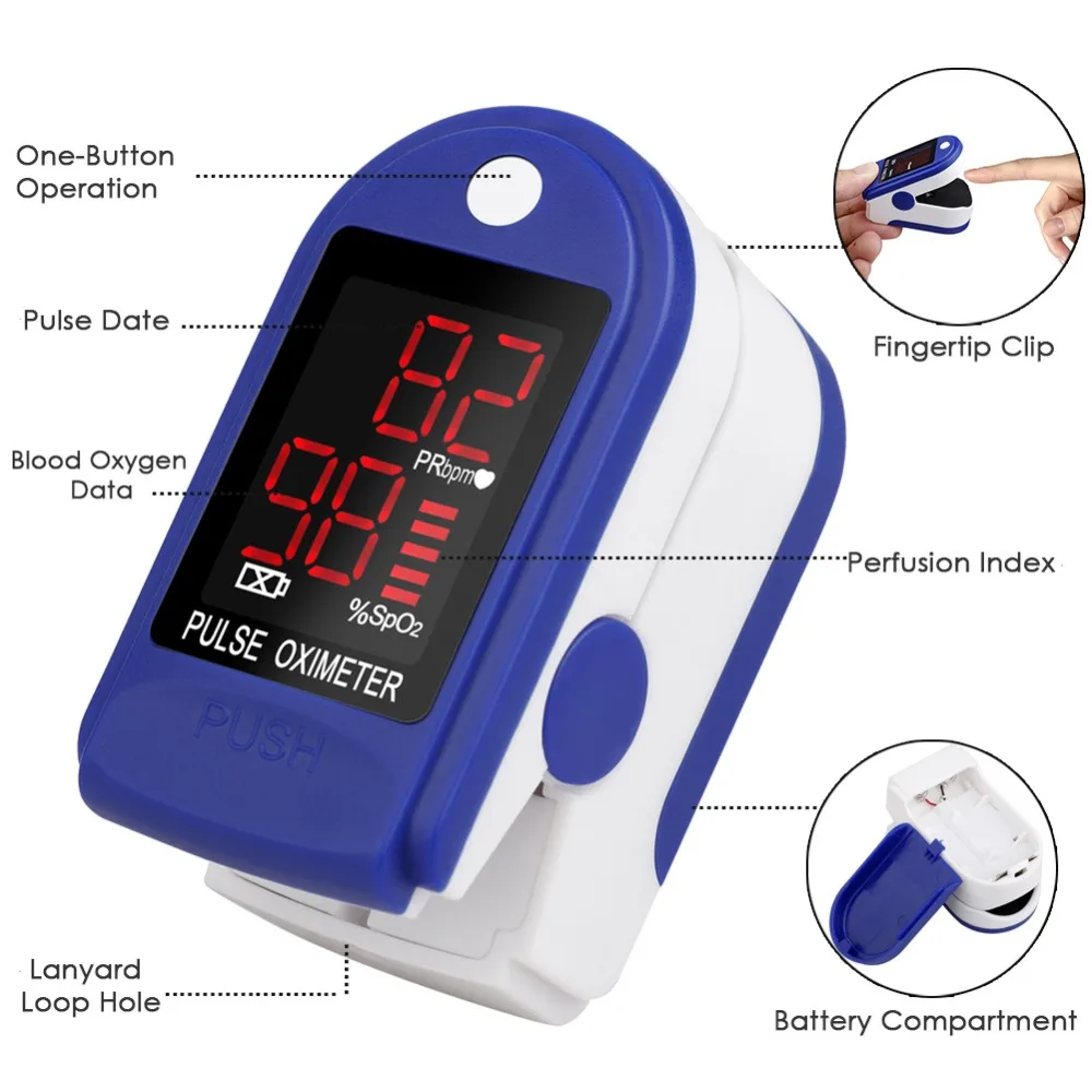 Color Screen Digital Fingertip Pulse Oximeter Blood Oxygen Saturation Meter Pulse Oximeter Spo2 Health Care Tool for Adults
