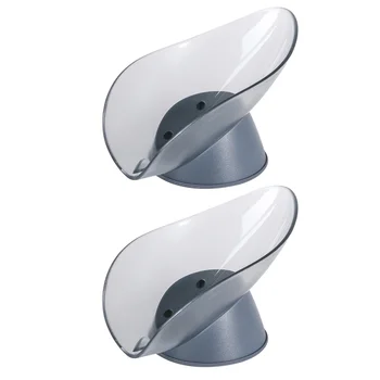 

2pcs Leaf Shape Soap Boxes Creative Soap Storage Racks Punch-free Soap Holders