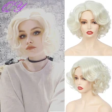 

QY Hair Cosplay Wigs Natural Wigs for Women Short Blonde Wave High Temperature Synthetic Fiber Daily Hair