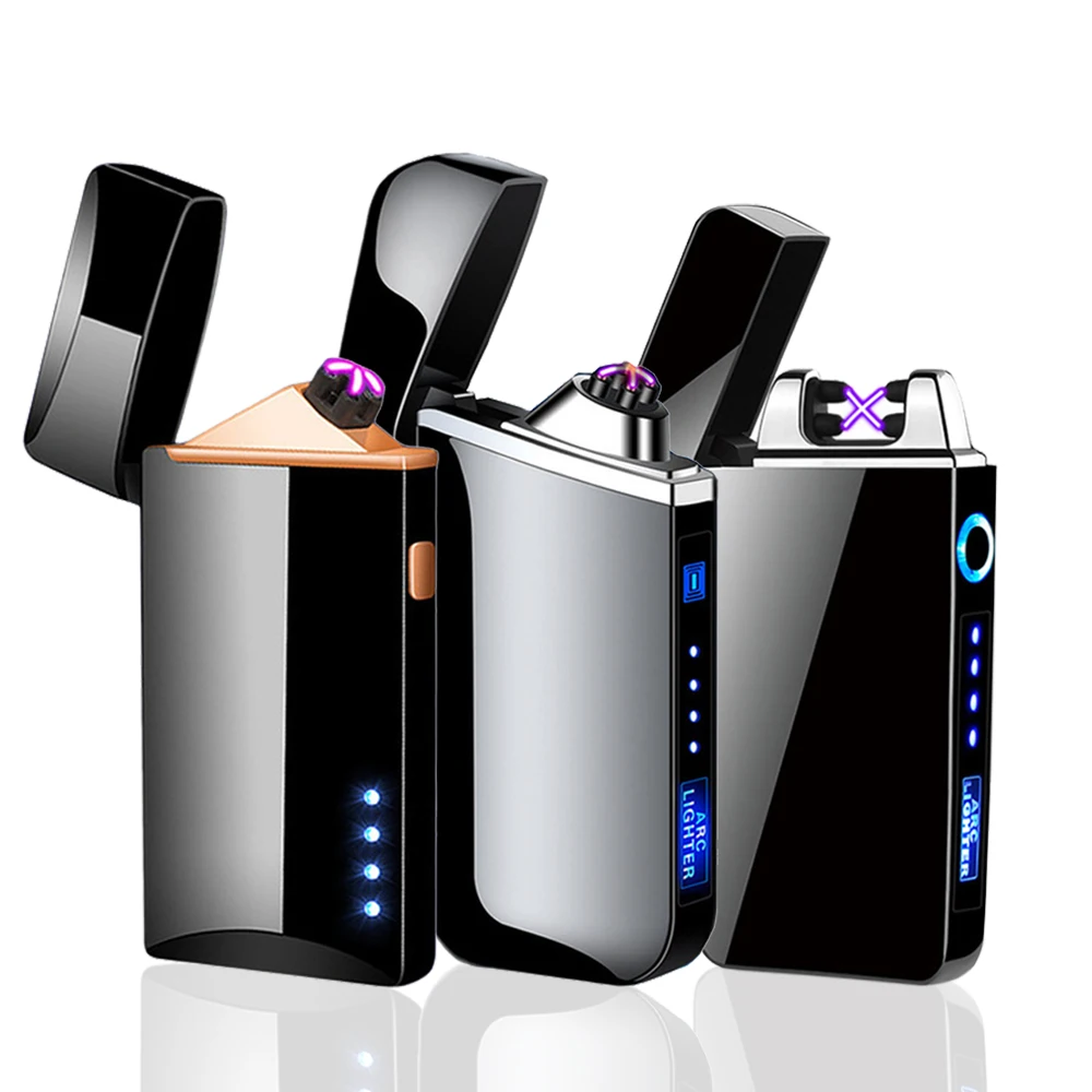 

Mini Dual Arc Electric Lighter USB Rechargeable Windproof Plasma Candle Electronic Lighters LED Power Indicator Gadgets for Men