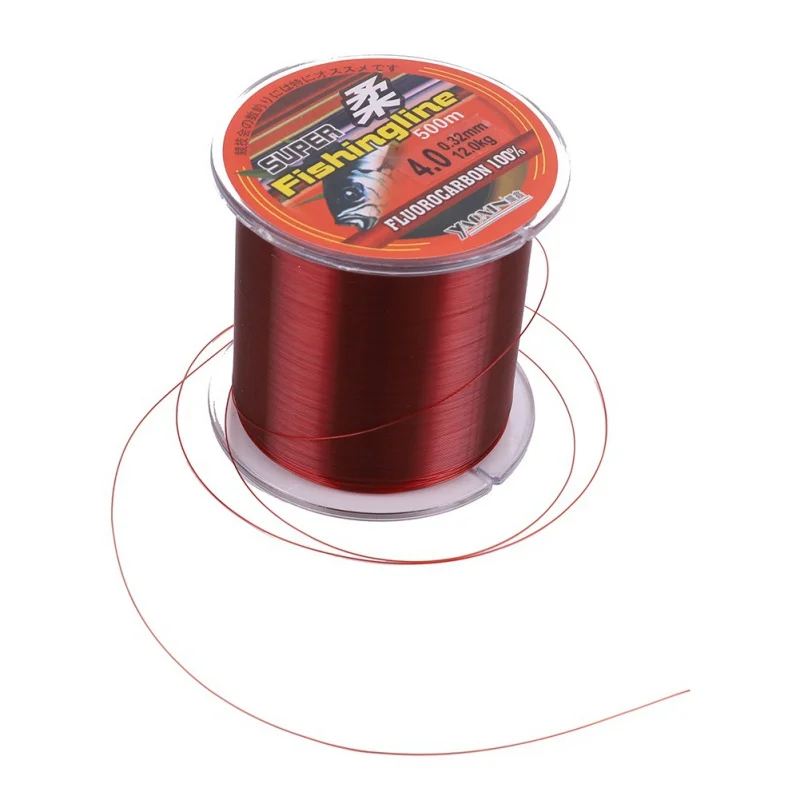 100/200/300/500M Fishing Line Super Strong 100% transparent Nylon Not Fluorocarbon Fishing Tackle Non-Linen Multifilament Red