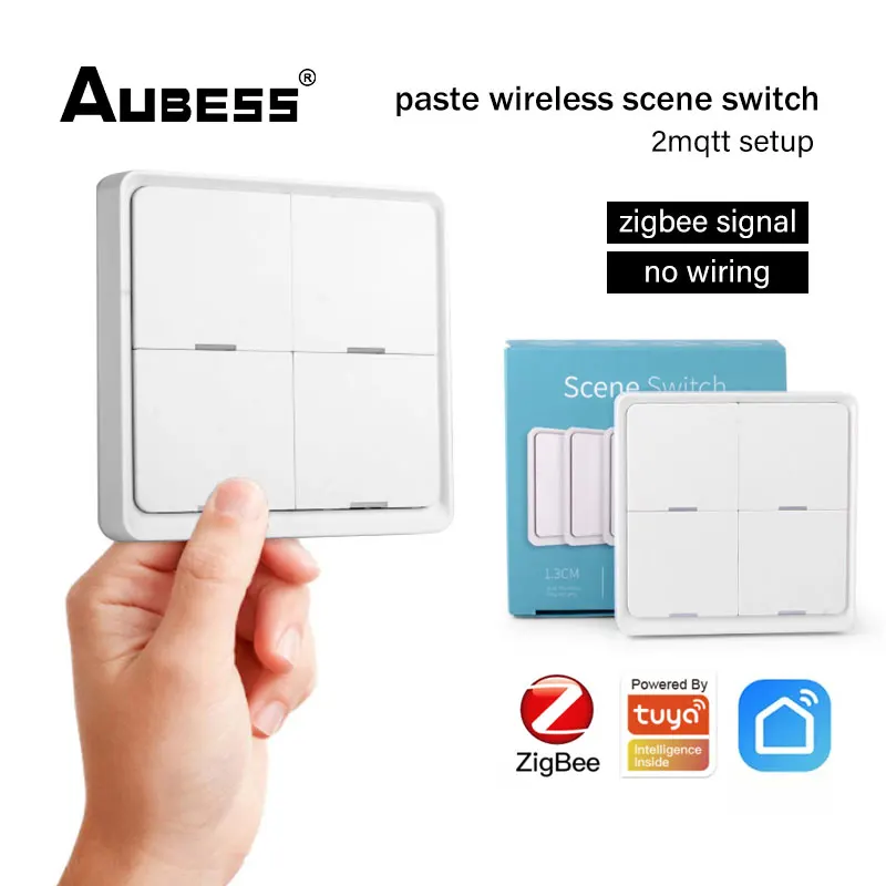 Беспроводной настенный переключатель Tuya Smart ZigBee 12 режимов работы с кнопочной