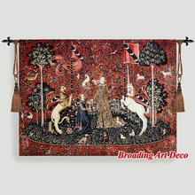 TASTE The Lady the Unicorn Medieval Tapestry Wall Hanging Jacquard Weave Gobelin Home Art Decoration Cotton