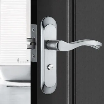 

Stainless Steel Interior Door Handle Lock Security Anti-theft Bedroom Wooden Door Lock Handle with Key Hardware Accessories