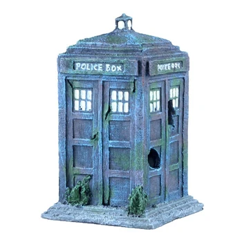 

Retro Phone Booth Style Fish Tank Landscaping Ornament Simulation Crafts Decor