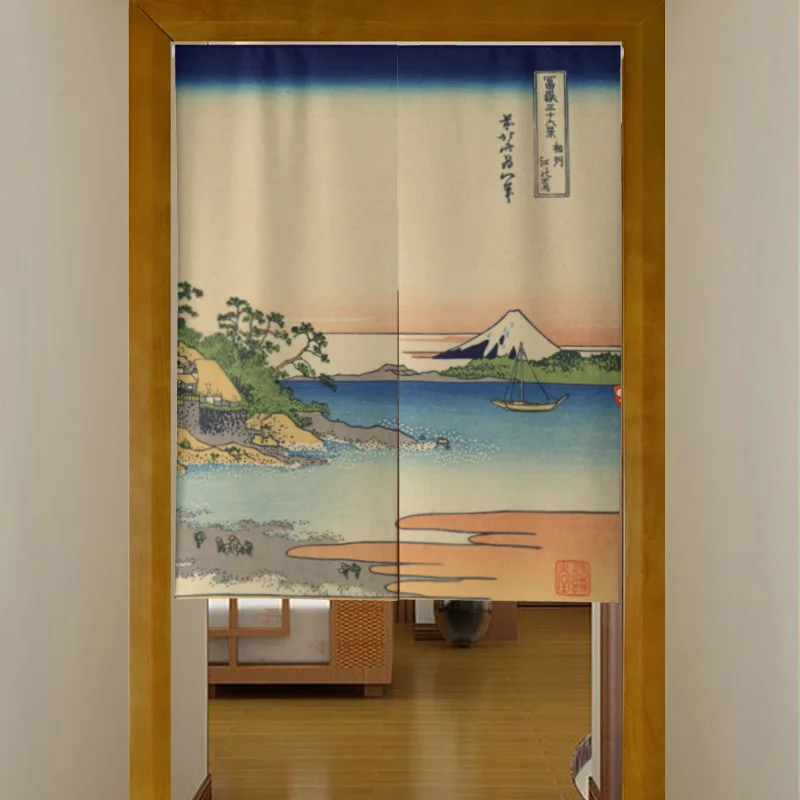 01 Японская Ukiyo-e дверь занавес крепление Fuji перегородка занавеска кухня спальня туалет Половина занавес фэн шуй занавес Норен - Цвет: 01