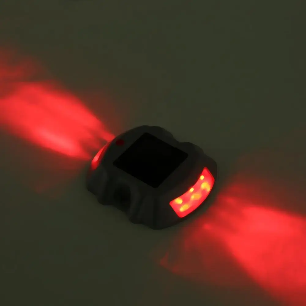 Открытый алюминиевый сплав Спайк дорожный сигнальный светильник вилла Пейзаж приводной светильник водонепроницаемый дорожный 6 светодиодный светильник на солнечной батарее - Цвет: red