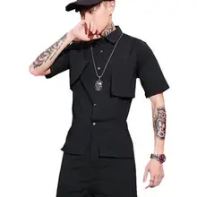 S-2XL летняя новая мужская одежда Модный повседневный комбинезон с короткими рукавами хип-хоп винтажный тренд Комбинезоны Костюмы для парикмахеров