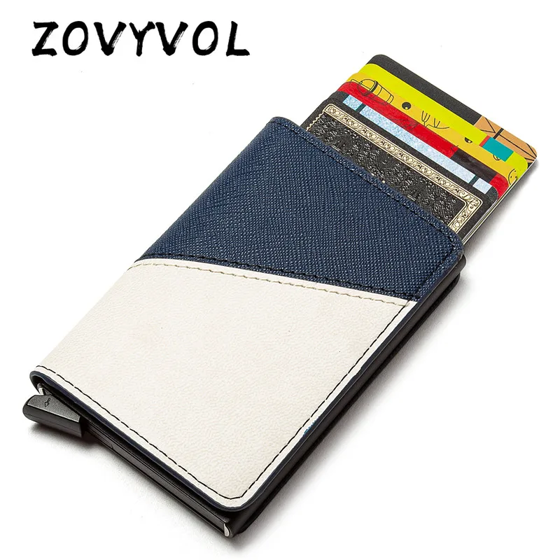 

ZOVYVOL Mixed Color Leather Aluminum Wallet Men and Women Rfid Card Holder Travel Case Patchwork Russian Passport Cover Purse