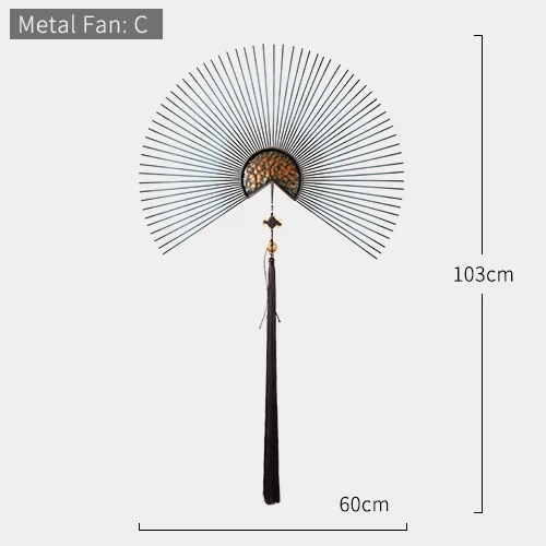 Металлический вентилятор Настенный декор с цветком для гостиной коридор настенный орнамент китайский современный креативный 3d подвесное украшение на стену - Цвет: Metal  Fan C