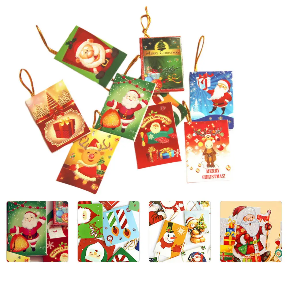 

50Pcs Christmas Greeting Cards Mini Cards Creative Hanging Cards Random Pattern