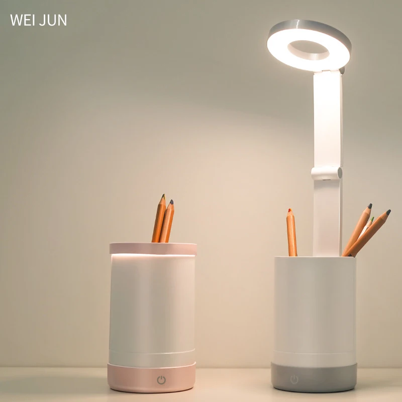 Led Table Lamp with Pen Holder Touch Switch Eye Protection Rechargeable Children Learning Light Usb Desk Lamps Lighting | Лампы и