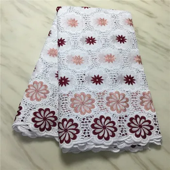 

Latest 100% High Quality Maroon African Swiss Voile lace for Nigeria wedding lace fabrics 5 Yards Big lace