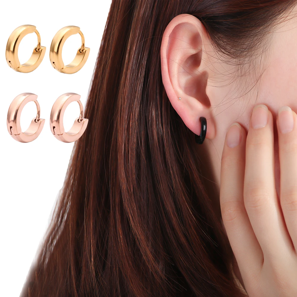 Золотистые маленькие тонкие трендовые серьги-кольца в стиле хип-хоп Huggie для