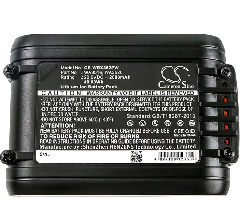 

cameron sino 2000mah battery for WORX WG154E WG160E WG160E.5 WG169E WG169E.5 WG255E.5 WG259.5 WG259E WG259E.5 WG329E WG329E.5