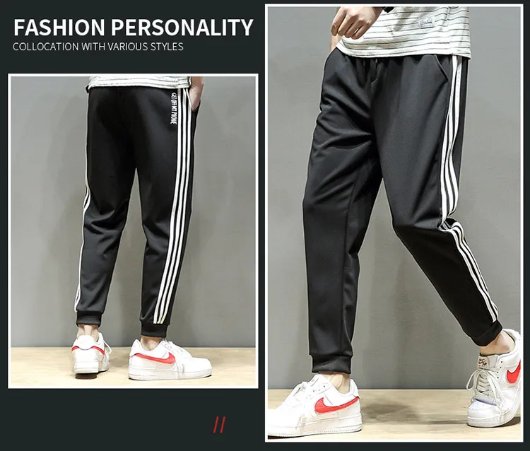 Spring New Style Korean-style Men's Fashion Stripes Casual Three Bars Athletic Pants Men Casual Trousers Skinny Pants Fashion