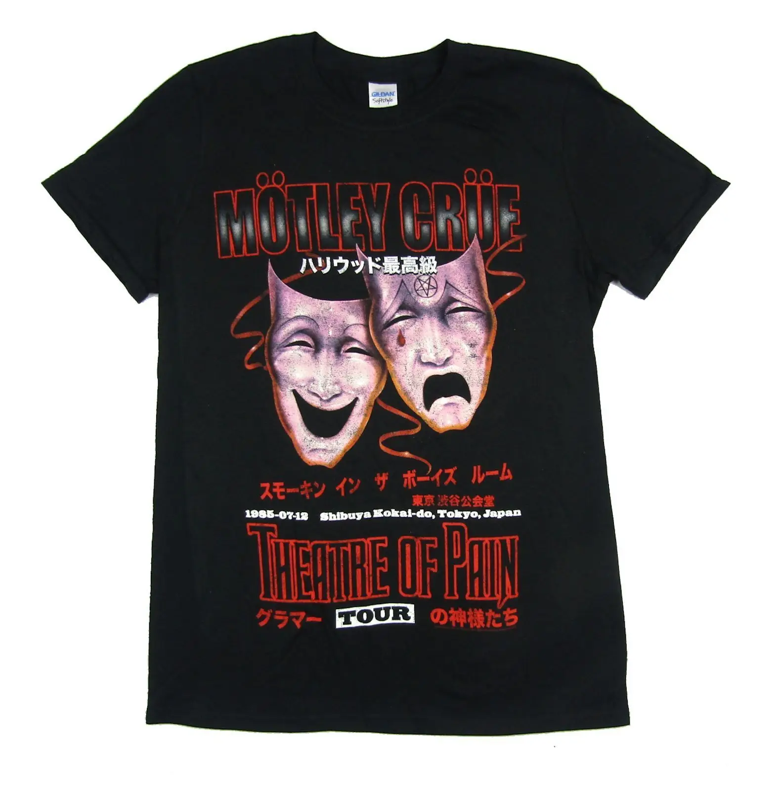 Motley Crue Theatre of Pain Tokyo 1985 черная футболка новая официальная переиздание Летний стиль