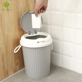 

Portable Waste Bins Plastic Garbage Cleaning Barrel Home Office Bathroom Trash Can Garbage Box Table Dustbin Sundries Barrel Bin