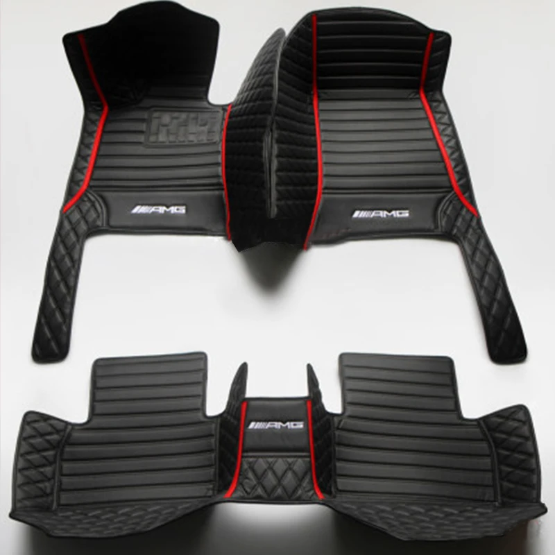 Подходит для 2005- Mercedes-Benz c-класс W202 W203 W204 W205 c200 c300 c43amg c63amg комбинированный автомобильный коврик, автомобильные аксессуары - Название цвета: Black and red