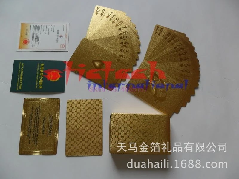 by dhl or ems 50set Durable Waterproof Plastic PlayingCards GoldFoil Poker Golden Cards 24K Gold-Foil Plated | Спорт и развлечения