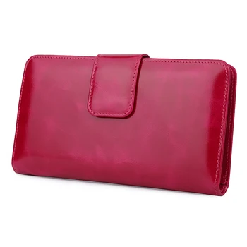 

Oil wax genuine leather wallet bag multi card avaliable vintage simple women'spopular ad two folding durable package clutch bag
