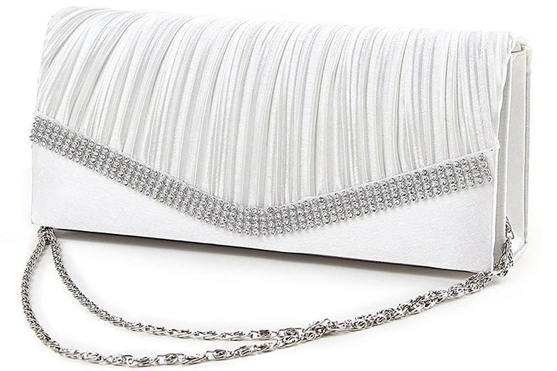 

ABZC-Women's Handbag Bridal Handbag Chain Lady's Evening Party Jewelery Chain (White)
