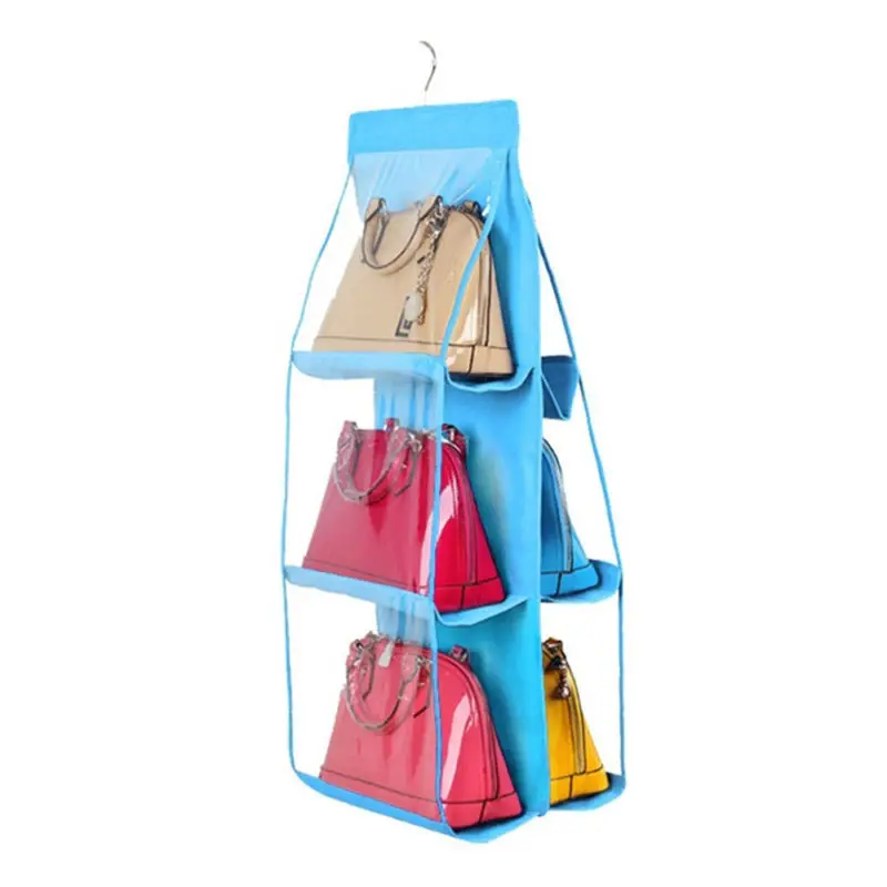 6 Карманный подвесной мешок Органайзер шкаф прозрачная сумка для хранения для сумки шкаф для обуви Органайзер для двери настенный мешочек для мелочей - Цвет: 21271
