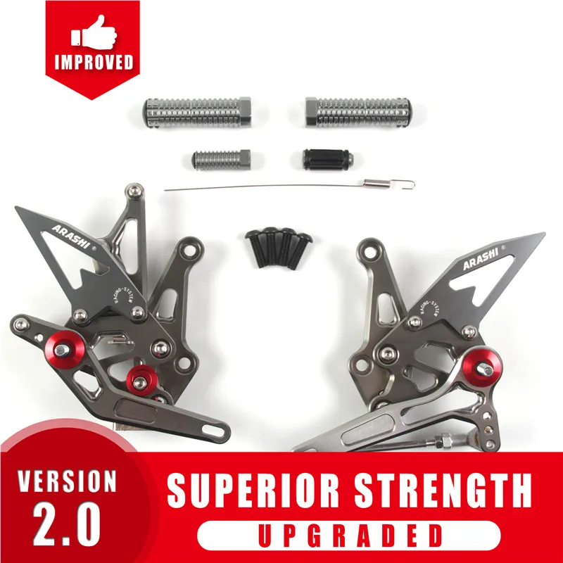 Регулируемая подставка для ног Arashi для KAWASAKI Z1000 Z 1000 Z1000SX CNC Rearset подножки задняя Подножки 14 15 алюминиевый черный - Цвет: Gray