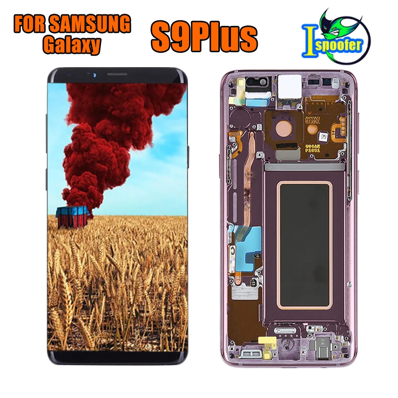 AMOLED для SAMSUNG Galaxy S9 Plus lcd кодирующий преобразователь сенсорного экрана в сборе с рамкой S9+ S9 lcd G960 G965 Замена - Цвет: S9P Pink With Frame