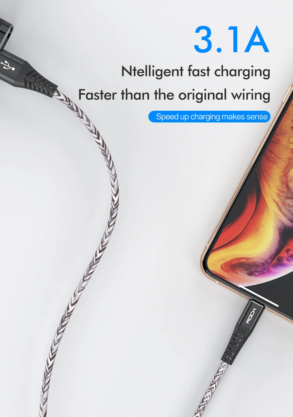 ROCK 3.1A USB кабель для iPhone 11 Pro Max Xs Xr X 8 7 6 Plus 6s ipad быстрое зарядное устройство для мобильного телефона Быстрая зарядка кабель для передачи данных