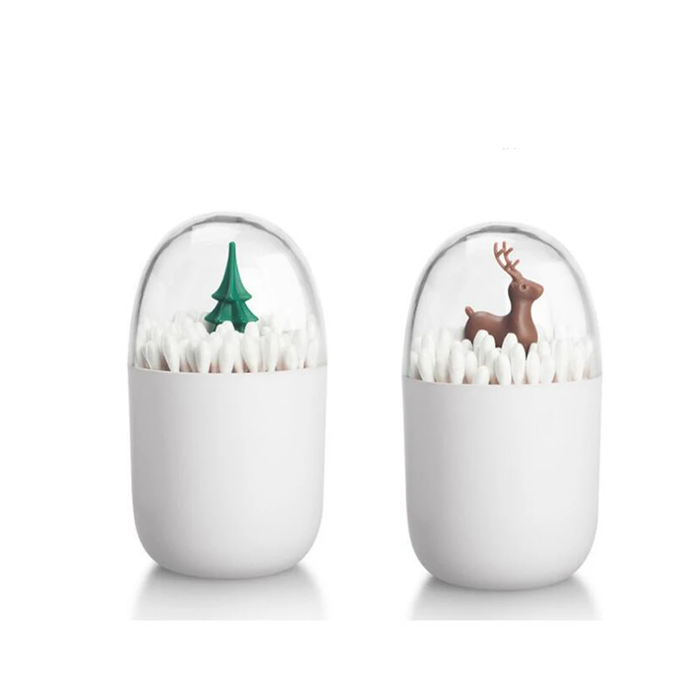 

Animal Tree Toothpicks Holder Cotton Swab Box Cotton Bud Holder Case Home Table Decor Plastic Storage Box Organizer