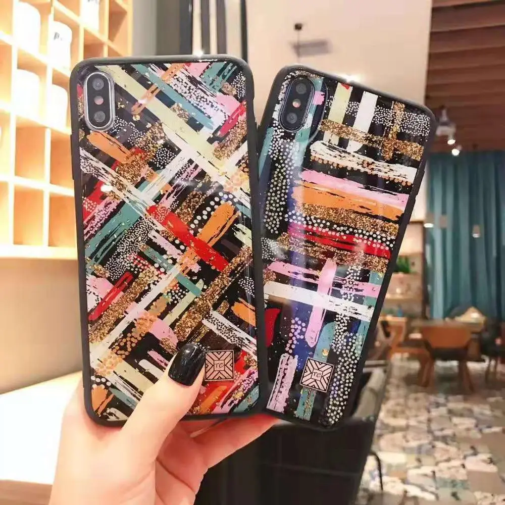 Чехол для iPhone11 PRO max X XS Max XR роскошный чехол с художественным рисунком из золотой