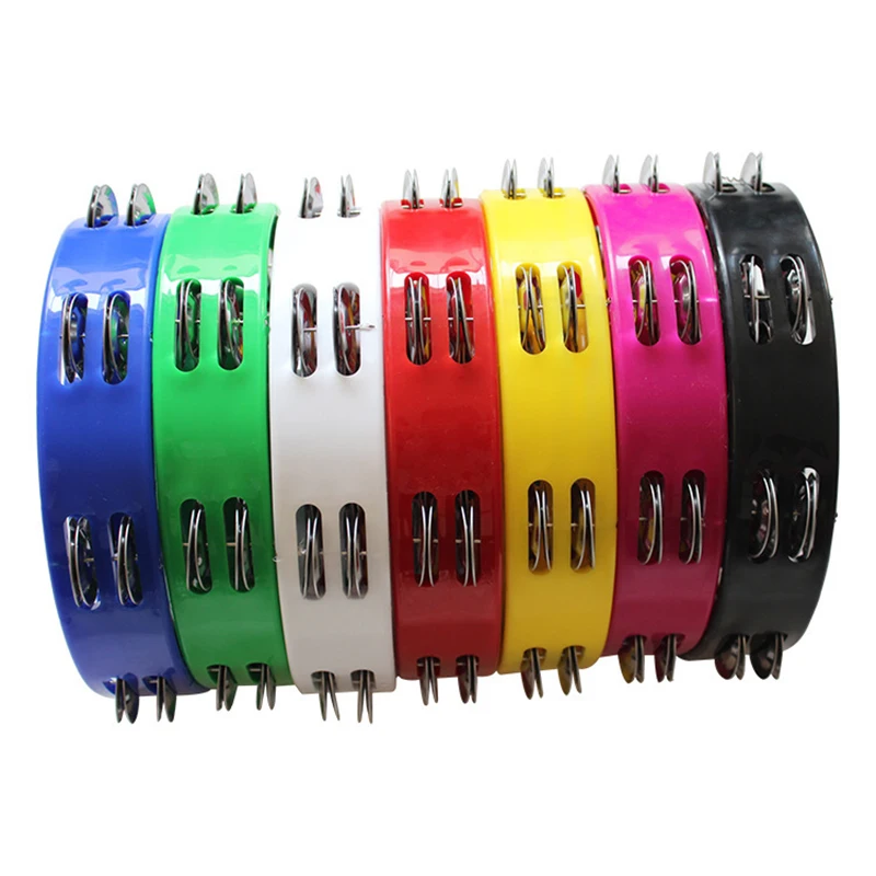 1PC Tambourine Percussion Musical Instruments Hand Bell for Party Compact Double Half Moon Drum KTV Bells Orff Tambourine
