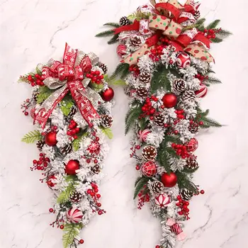 

1PC Christmas Upside Down Pendant Simulation Hanging Wreath Chiristams Decor