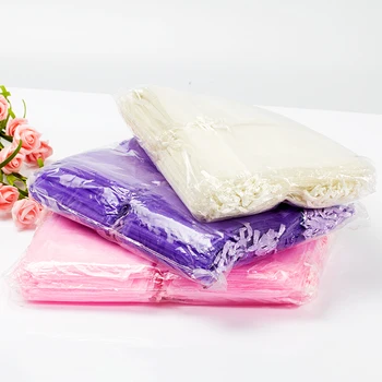 

50pcs/lot Colorful Organza Bags Drawstring Jewelry Pouches Jewelry Packaging Bags Wedding Gift Bags 7x9/9x12/10x15/11x16cm