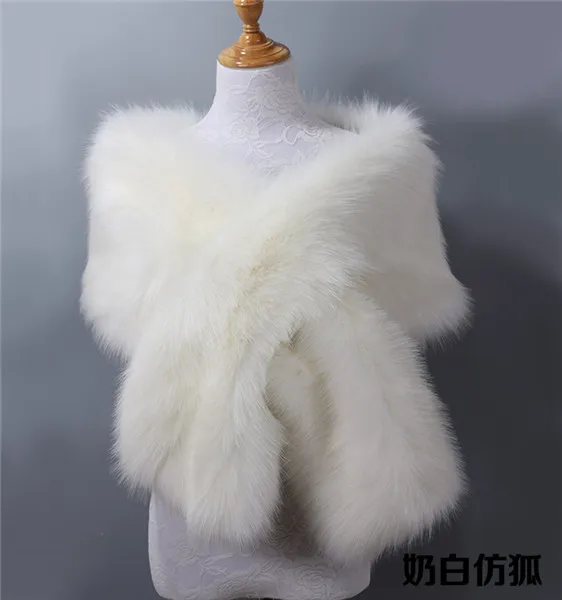 milk white 1 Qearlstar Свадебная шаль из искусственного меха Роскошные теплые платки куртки накидка пушистая теплая верхняя одежда Вечерние пальто болеро 165*30 см ZKG01 - Цвет: milk white 1