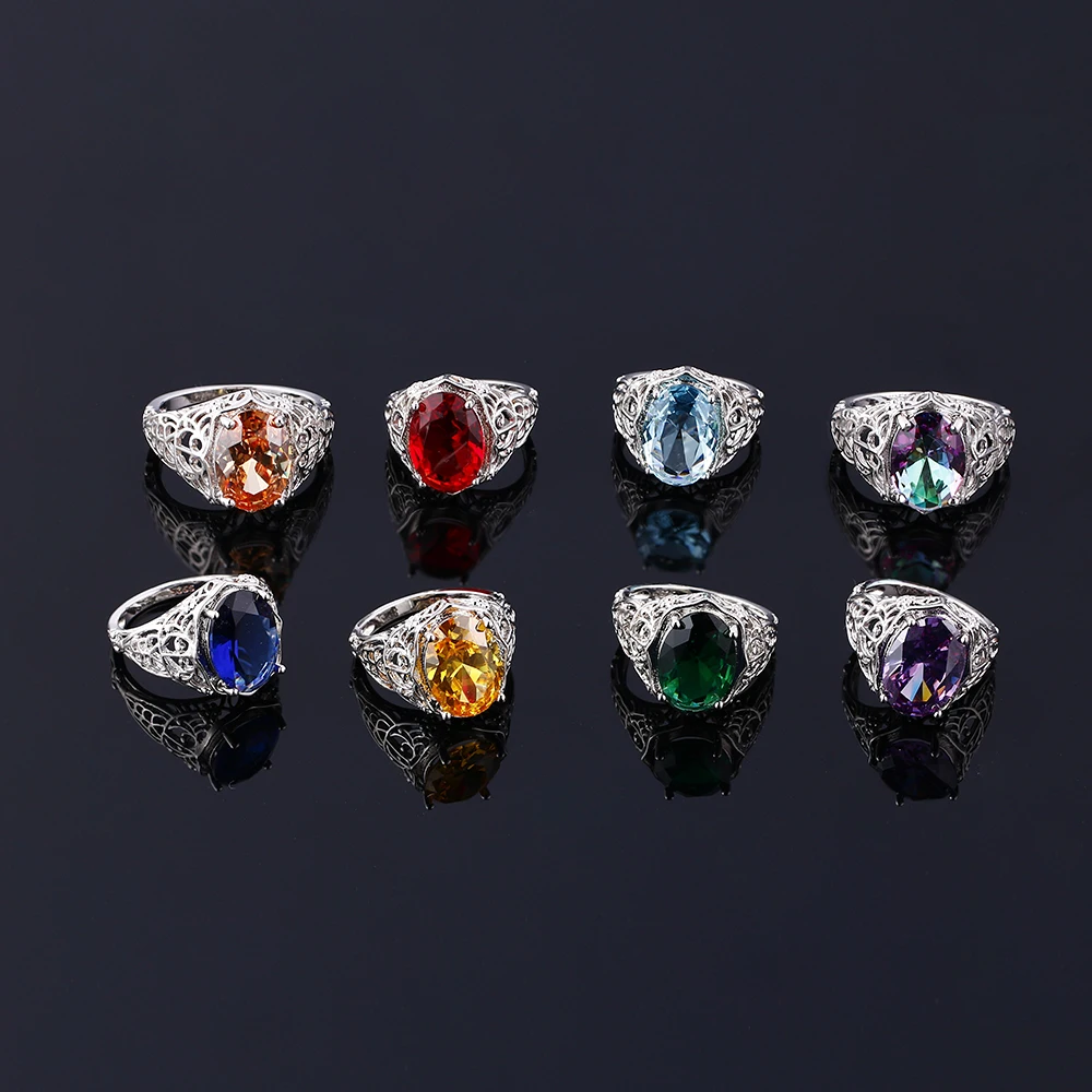 Luxury 925 Silver Big Topaz Gemstone Ring