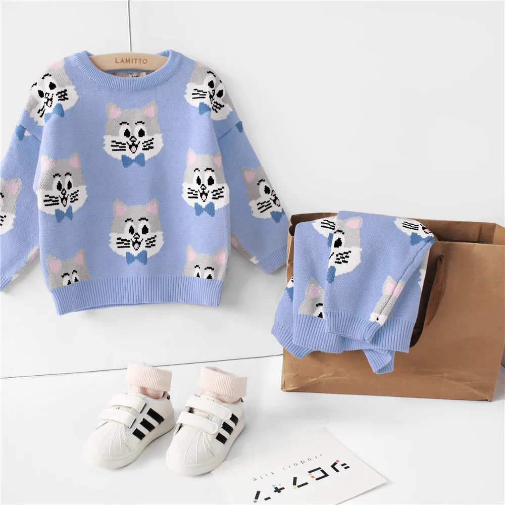 Tonytaobaby/осенне-зимняя одежда; Новая детская одежда; хлопковый свитер с рисунком кота; Рождественский свитер; свитер для мальчиков и девочек