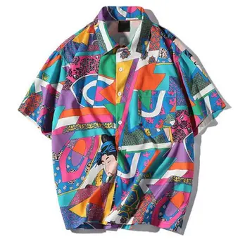 

Direct delivery in 2020 Harajuku Japanese Ukiyo E anime short sleeve summer casual shirt fashion streetwear