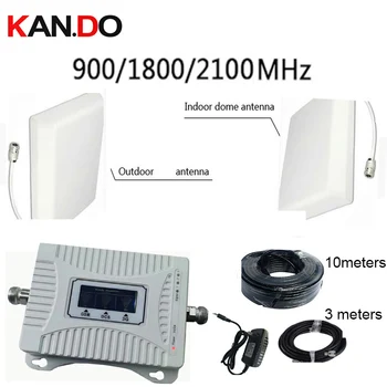 

30m coverage home Facotory use 2G 3G 4G booster 900 1800 2100mhz 3 Band Mobile Signal Amplifier LTE Repeater GSM DCS 3G booster