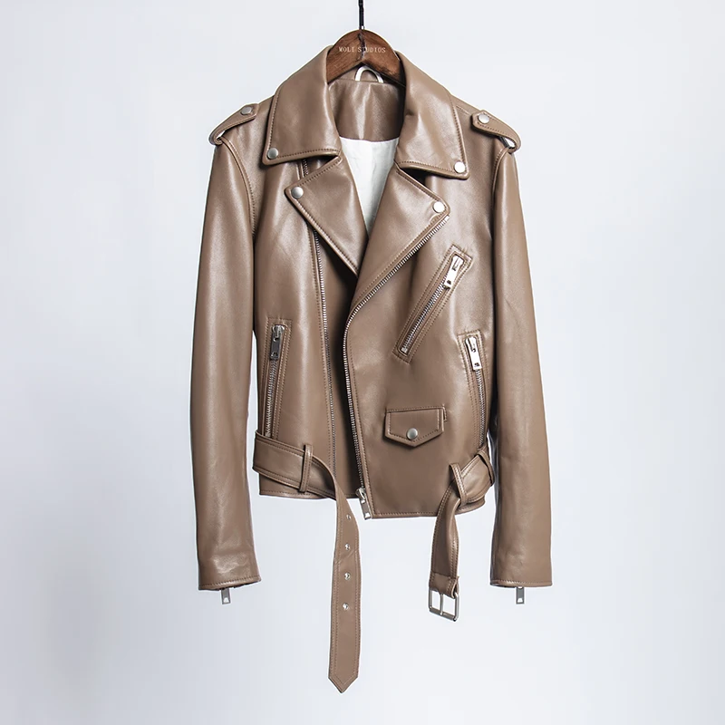 Autumn genuine leather jacket women nutural sheepskin leather moto biker coat female Dermal clothing real lesther blouse