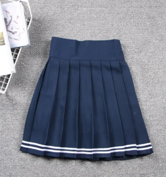 navy blue white 18 цветов; классическая модная женская школьная форма; юбки для девочек; мини-юбки с эластичной резинкой на талии; яркие цвета; Японская мини-юбка - Цвет: navy blue white