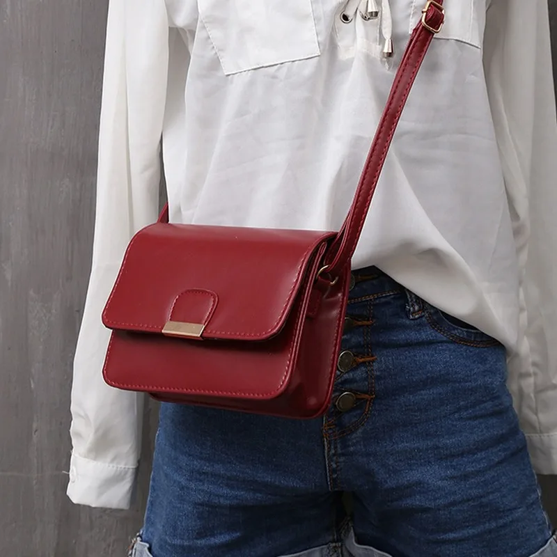 Women's Fashion Leather Simple Solid Handbag Small Shoulder Bags Crossbody Bags for Girls Messenger Bags for Female bolso mujer
