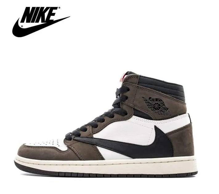 Оригинальные оригинальные мужские баскетбольные кроссовки Air Jordan 1 Mid AJ 1 Travis Scott x Jordan 1 в стиле ретро 35-45