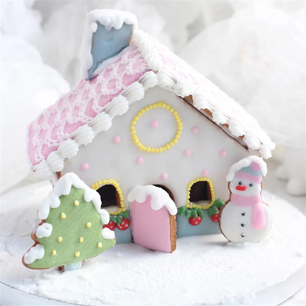 

Christmas Plastic Cookie Cutter Set 3D House Snowman Unicorn DIY Biscuit Mold Pastry Cake Decorating Tools Festival Party Supply